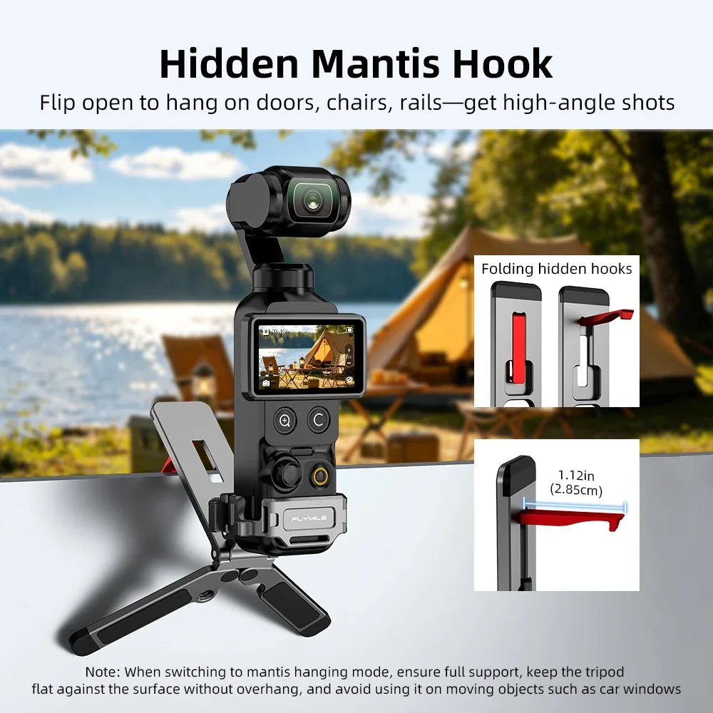 FLYMILE Magnetischer Mantis-Haken-Stativ für DJI Osmo Pocket 3/4, Tragbarer Mini-Handstativ für Selfies und Vlog-Aufnahmen, Kamera-Zubehör – Detail 3