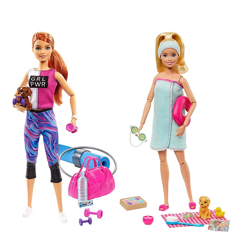 

100% Original Barbie Doll Spa Fitness Made To Move Articulate Genuine Mattel Brand Gifts Toys for Girls Christmas Gifts in Box