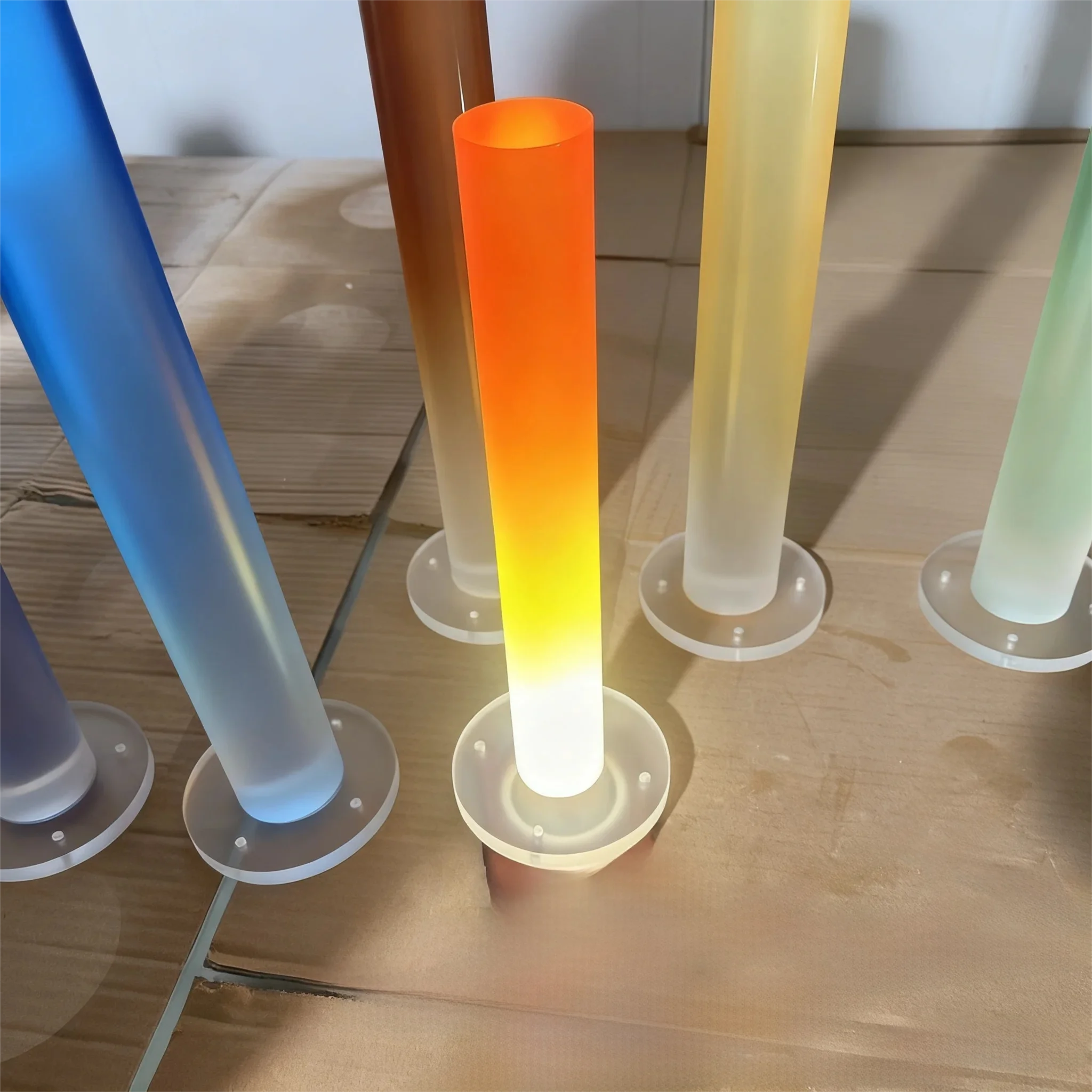 2PCS 나실라이 프로스트 아크릴 도웰 로드, 1.57''x 12'' 길이 그라데이션 컬러, 원통형 라운드 바 DIY 공예용, 테이블 다리용
