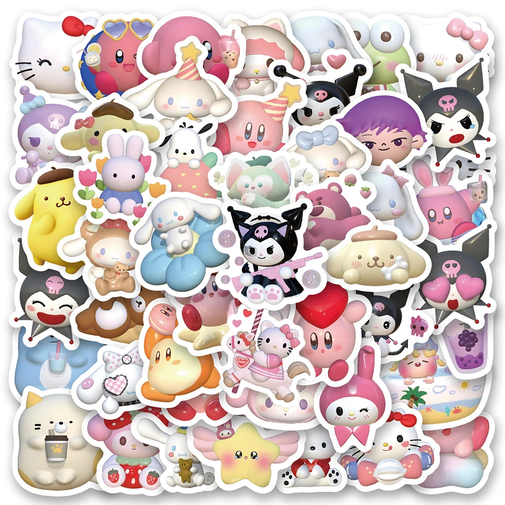 

10/30/50/100PCS Cute Cartoon Stickers Sanrio Hello Kitty Kuromi Decals DIY Decoration Skateboard Fridge Notebook Bike Kids Toys