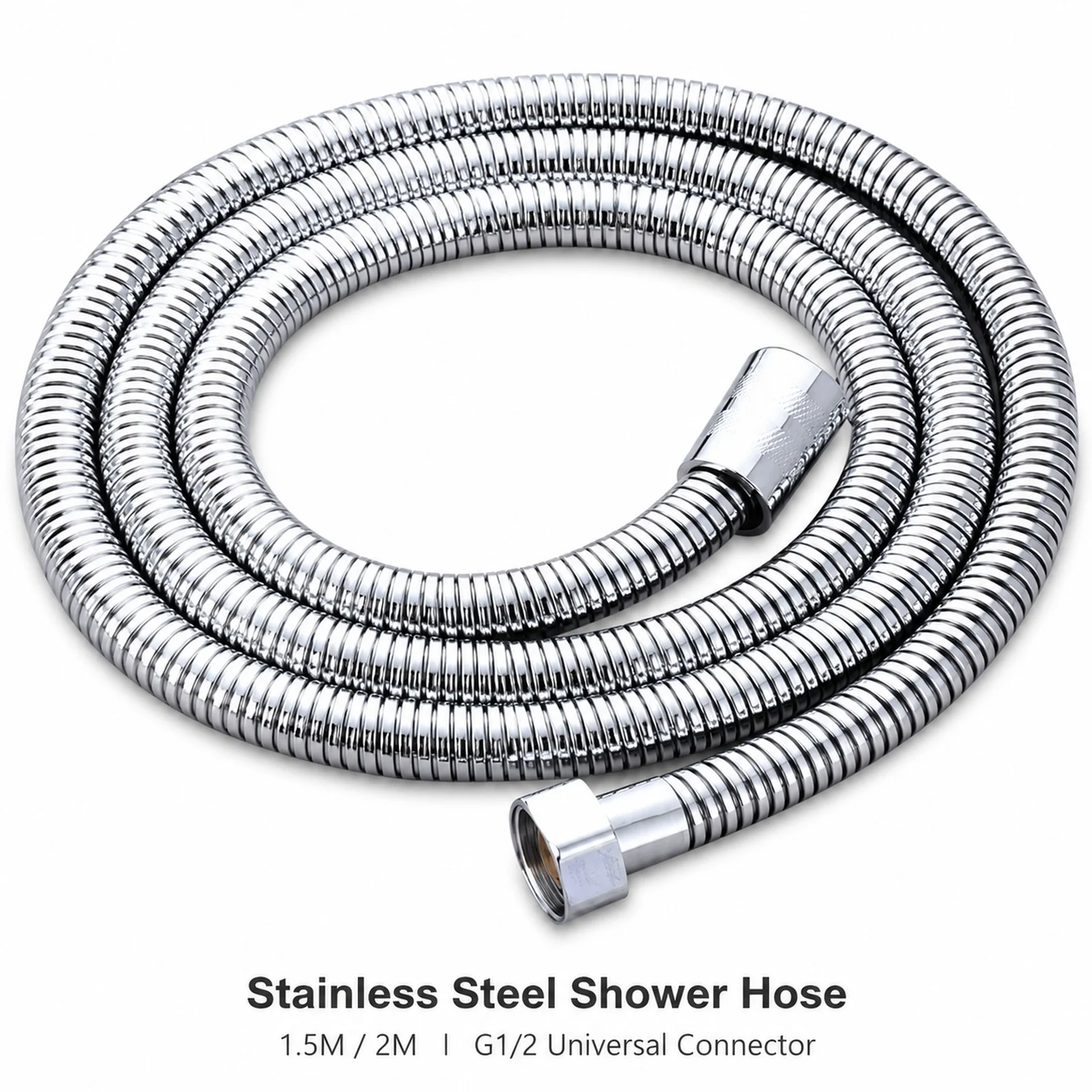 1Pcs 304 Stainlesss Steel Shower Hose 1.5m/2m Length G1/2 Universal Brass Fitting Anti-Twist Flexible Bathroom Hose for Easy Use