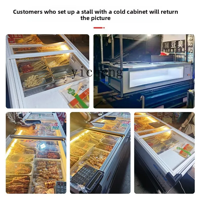 Lodówka chłodnicza ZZ, witryna chłodnicza, witryna chłodniczo-mrożeniowa pozioma do przechowywania świeżej żywności, mobilna witryna do grillowania.