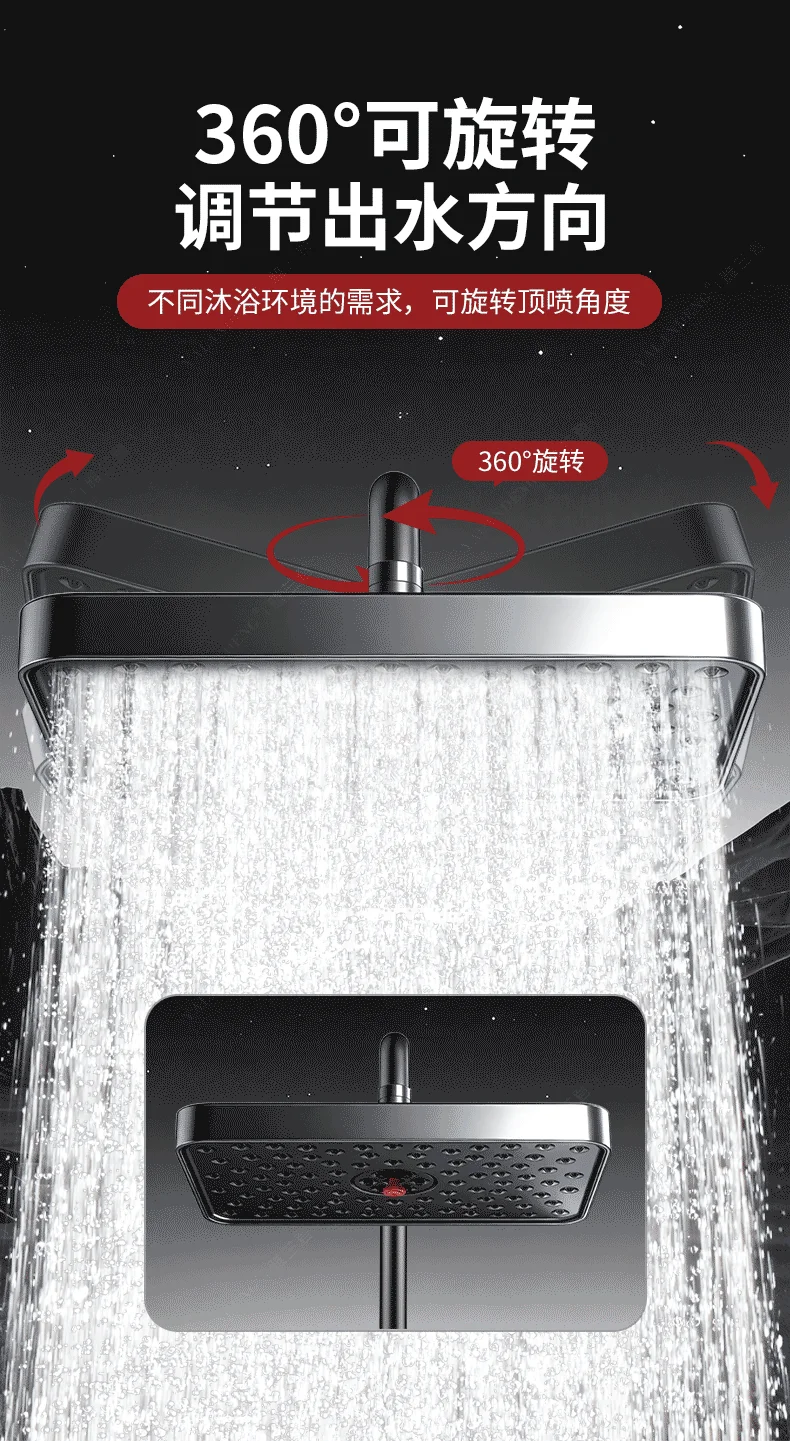 Upgrade Square Self Cleaning Descaling Supercharge Ceiling Mounted Shower Head 30CM Big Panel High Pressure Large Flow Shower view 4