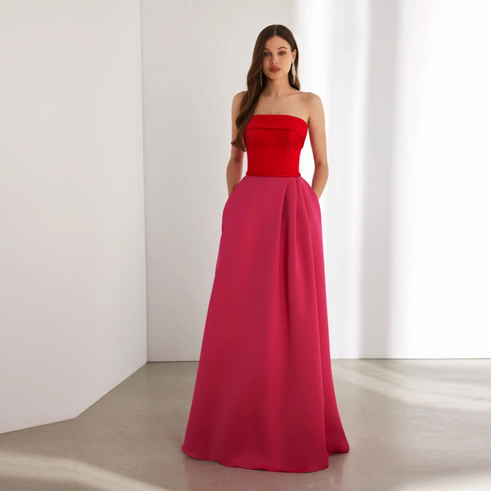 

Modern Gowns for Women 2024 Bride Jersey Pleat Ruched Graduation A-line Strapless Gowns 2024 Dresses Long