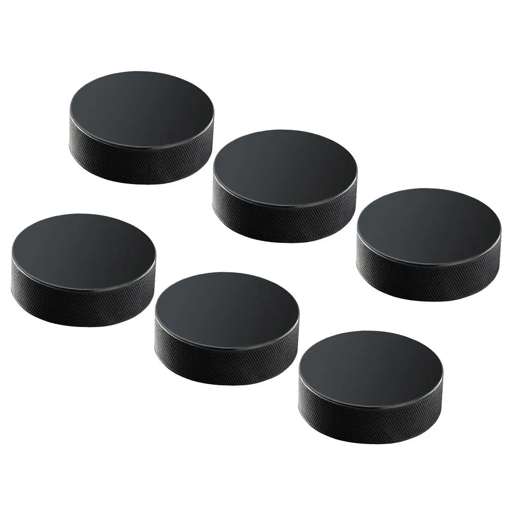 6Pcs PU Ice Hockey Pucks Standard 170G Professional Grade Smooth Flat Surface Strong Resilience Anti-Slip Edge for Rink Pond