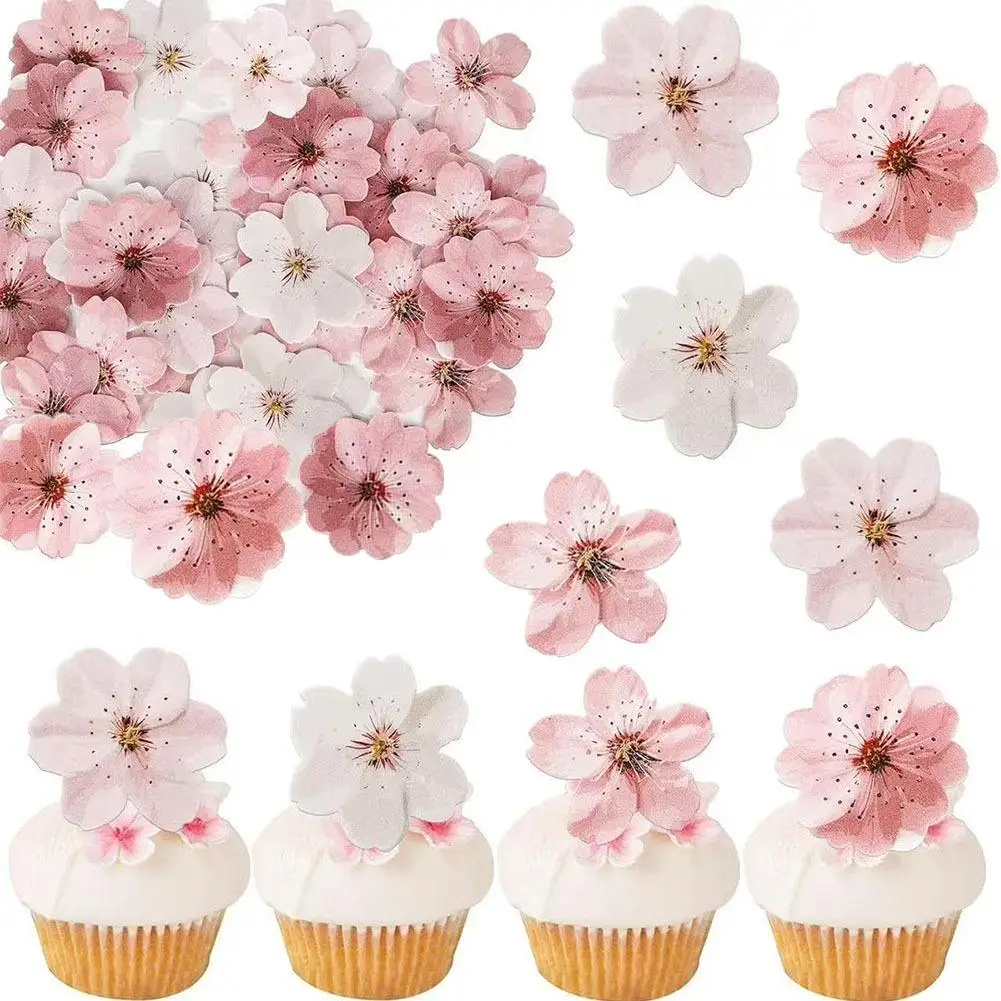60 Piezas de Papel de Arroz Sakura Comestible para Decoración, Papel de Oblea para Repostería, Decoración para Cumpleaños, Bodas, Flores, Regalos Nuevos 2026