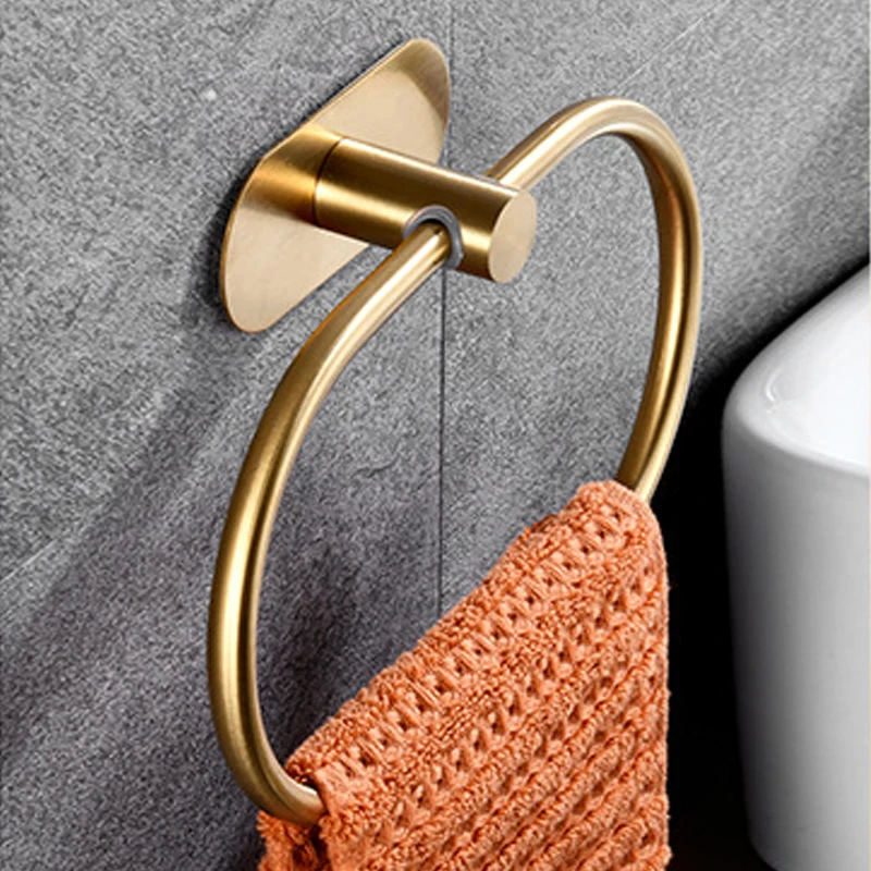 .1PC Gold Self Adhesive Towel Ring Wall Mount Holder Bathroom Hand Towel