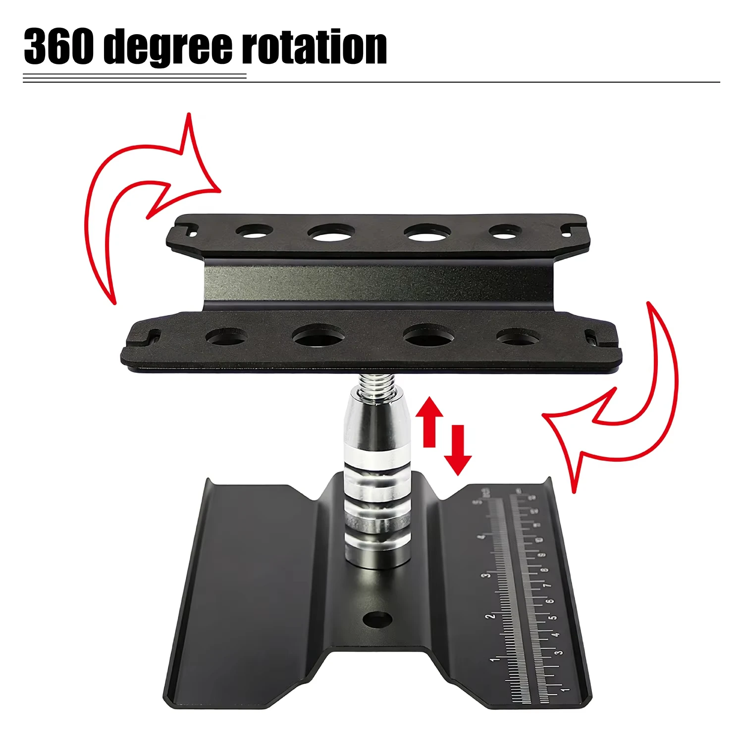 1/8 1/10 RC Car Metal Repair Work Stand 360° Rotating Assembly Platform Height Adjustable Repair Station for TRX4 Axial SCX10 II
