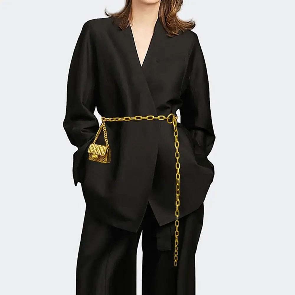 Cinturón de cintura con borlas para fiesta informal para mujer, bolso de Metal, cinturón para pantalones, cinturones de vestir, cinturón de cadena dorada