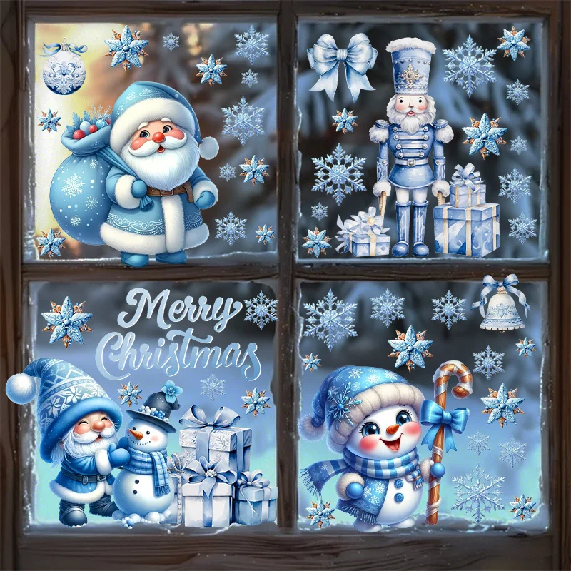 4pcs christmas Window Sticker,suitable for cabinet,glass doors,windows and wall decor,holiday decoration,freely DIY combination