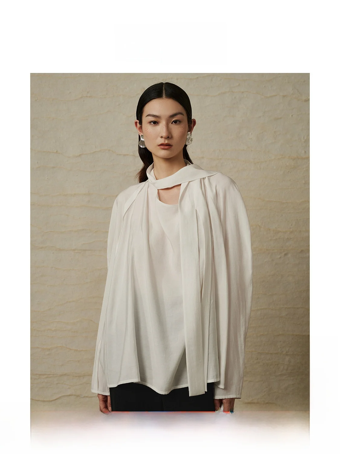 

Ele White irt for Women Autumn Winter Faionable Sa Design Commute Sle Long Sve round Ne Regular Length irt