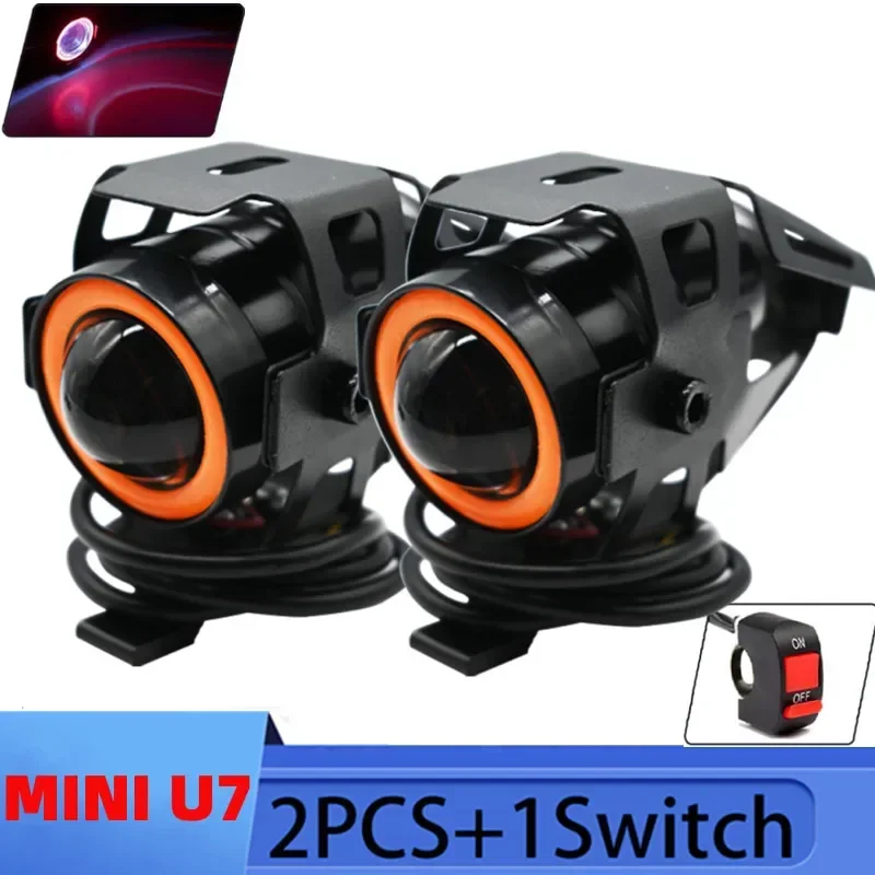 Superhelle Mini-LED-Motorrad-Scheinwerfer, Arbeitsleuchte, Angel Eye-Scheinwerfer, Nebelscheinwerfer, Fahrlampe mit EIN/AUS-Schalter