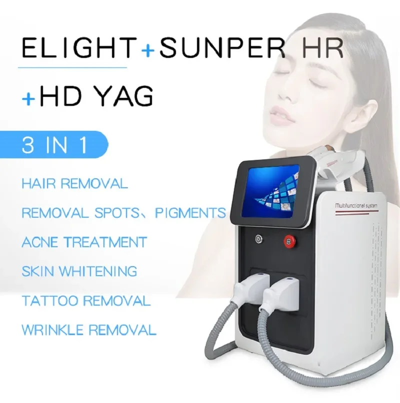 Newest Technology 3 in1 OPT IPL Hair Removal Yag Machine Portable Multifunctional Beauty Instrument