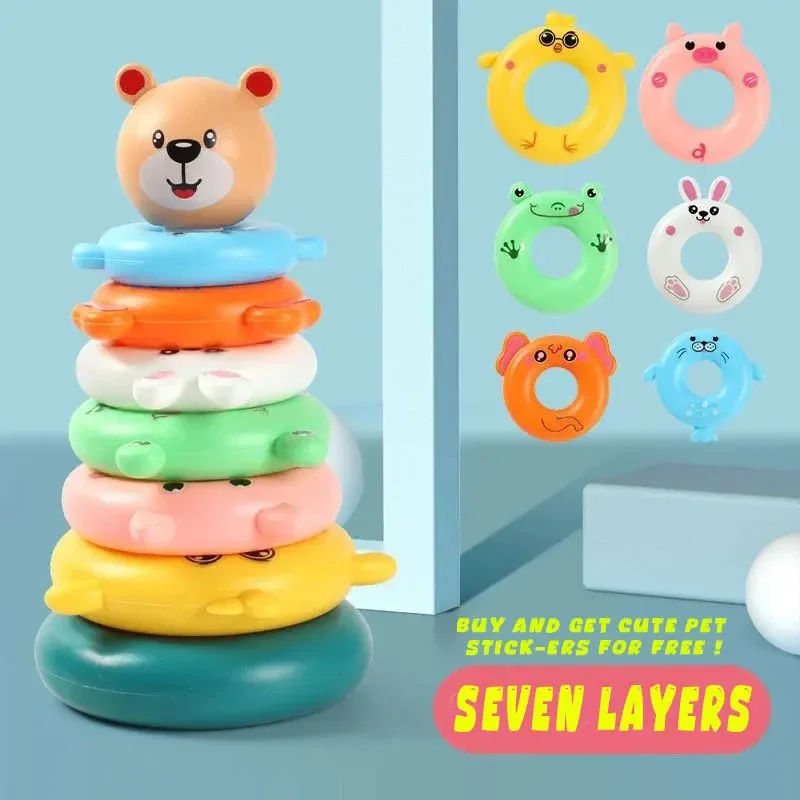 Montessori Toys Puzzle Pyramid Tower Cup Stacking Educational Beach Kids Pool Bathtub  Kids Gift