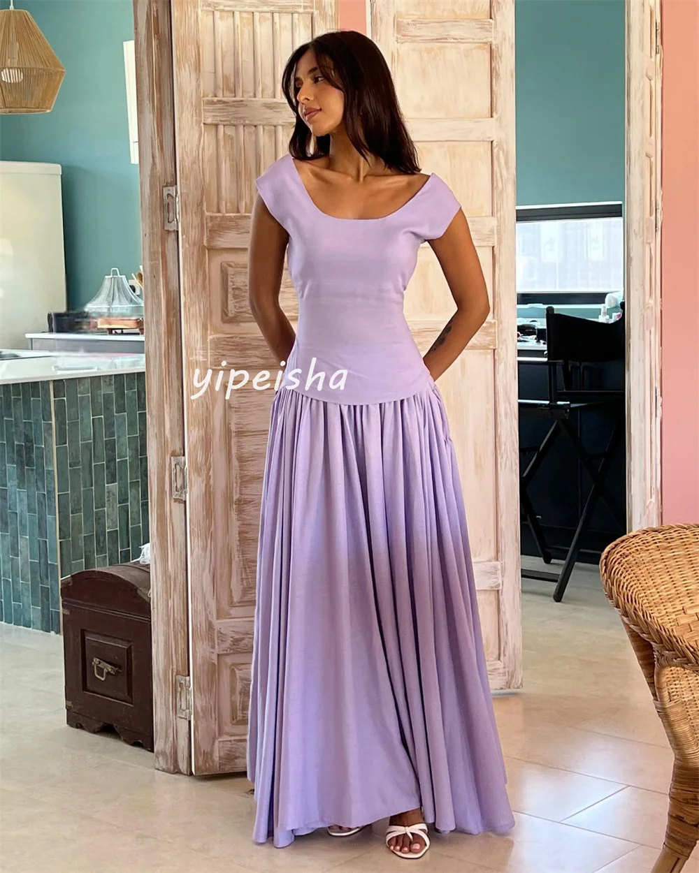 Sparkle Jersey A-line O-Neck Midi Dresses Prom Dresses Classic Exquisite Modern Style Pastrol Unisex Chinese Style Formal