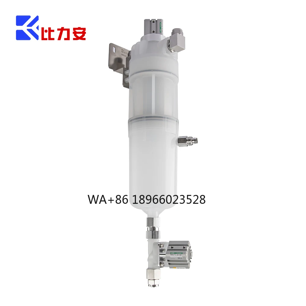 Electrolyte resistant self draining vacuum gas-liquid separator, lithium battery production accessories