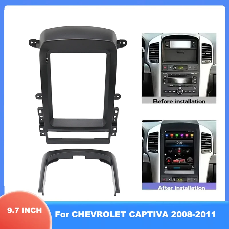 2008-2011 9.7 Inch 2 Din Car Radio Fascias For CHEVROLET CAPTIVA Tesla Style Multimedia Frame Video Player DVD Panel Trim