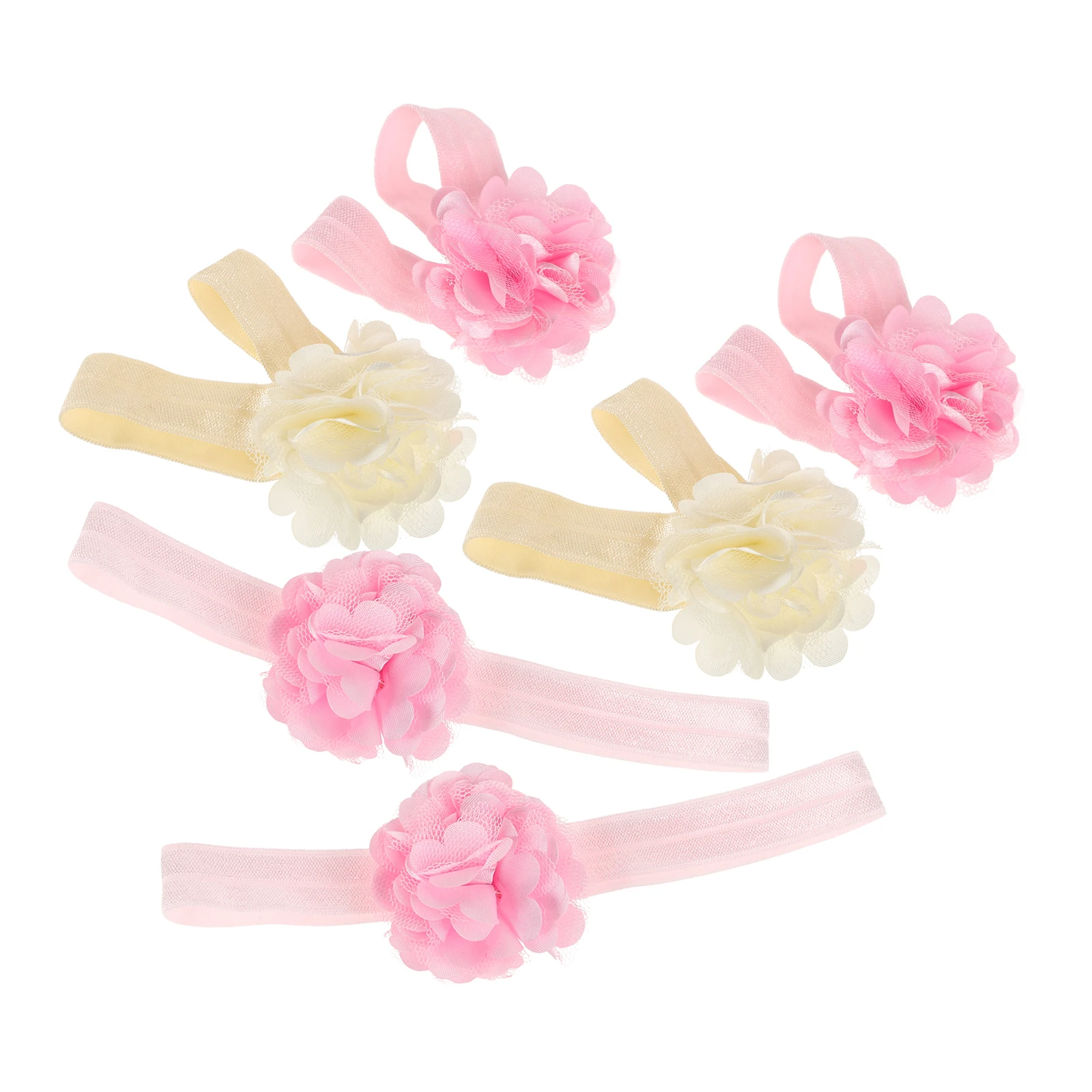

Baby Headband Foot Flower Set Lace Newborn Barefoot Sandals Toddler Girl Soft Sole Flower Crown Baby Shower Gift Decorative