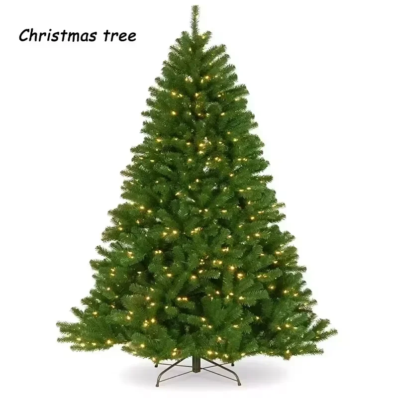 Artificial PVC Encrypted Christmas Tree 1.2m-3m with LED Lights Chrismas Tree Home Mall Hotel Decorations Foldable Metal Base