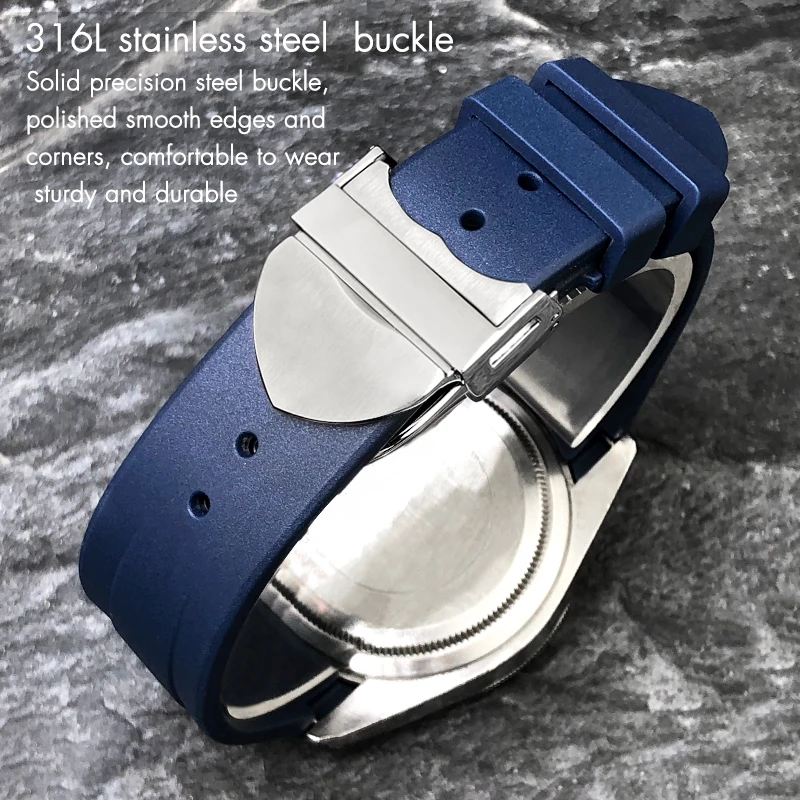 20mm 22mm Curved End Rubber Silione Watchband for Tudor Black Bay GMT Folding Buckle Wristband Braceles Watch Strap Free Tools