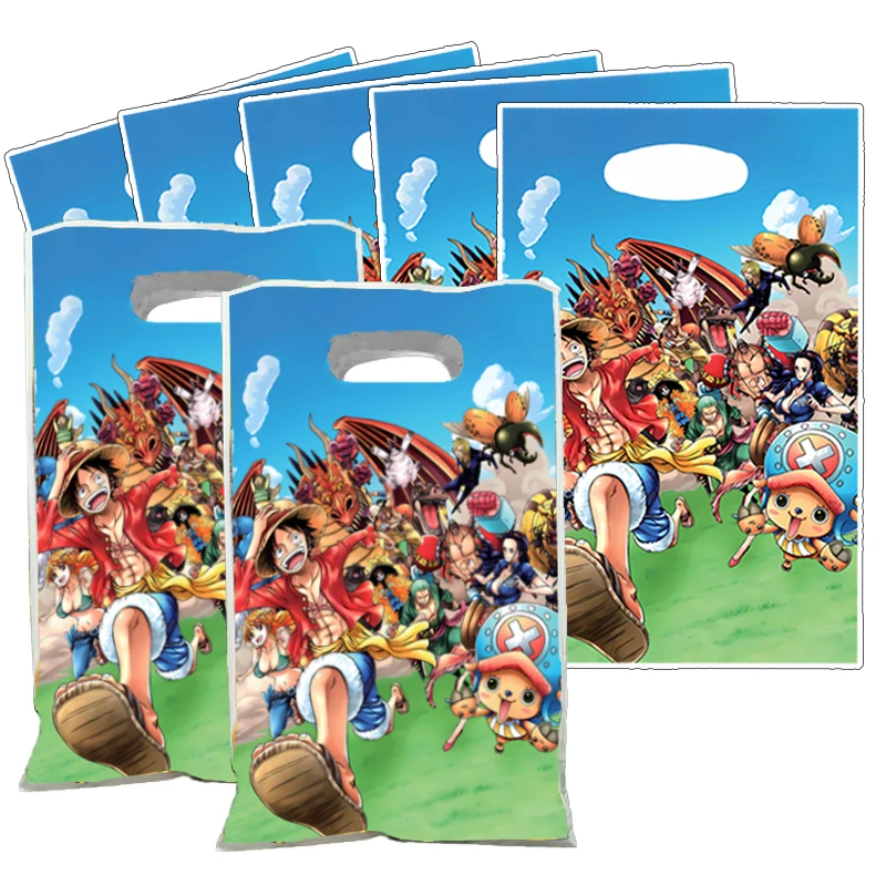 Sac cadeau One Piece pour enfants, butin pour garçon, fournitures de fête d'anniversaire, décorations Monkey D Luffy, faveurs de fête, 16.5x25cm, 20 pièces