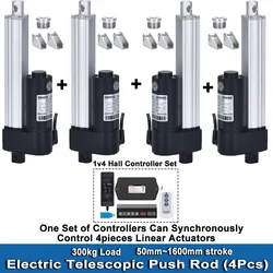 3000N 4Pieces Linear Actuators with Synchronous Control Hall controller Set(1V4) 24V 50MM~1600MM Stroke 30kg~300kg Load 50MM/S