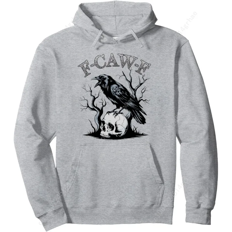 Черная ворона F-Caw-F Забавный пуловер с капюшоном Black Bird Raven Skull Готический юмор