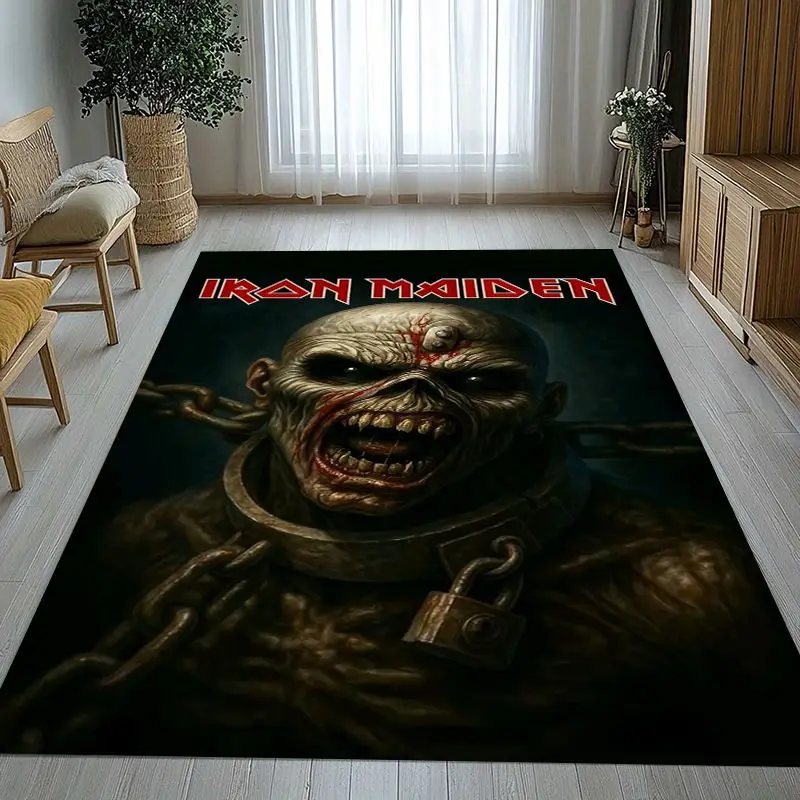 3D Eddie I-Iron M-Maiden Cartoon Sign Area Rug,Non-Slip Carpet Mat for Living Room Bedroom Playroom,Sofa Floor Rug,Home Decor