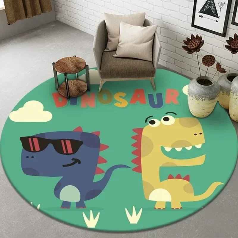 Cartoon dinosaur round living room carpet boy bedroom home decoration non-slip chair floor mat bathroom absorbent floor mat