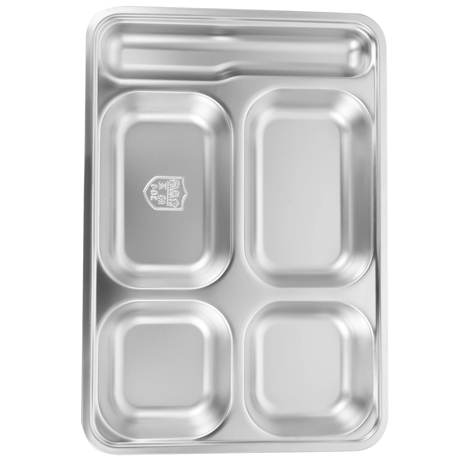 

1pc Stainless Steel Food Tray Divided Plates Deep Spoon Slot Large Size Camping Picnic Kitchen Tableware Dinner Plate