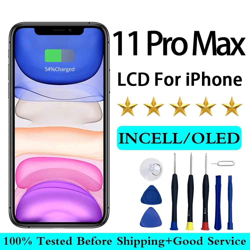 OLED iPhone 11 Pro Max Digitizer pengganti layar LCD, LCD 11 Pro Max dengan layar sentuh 3D