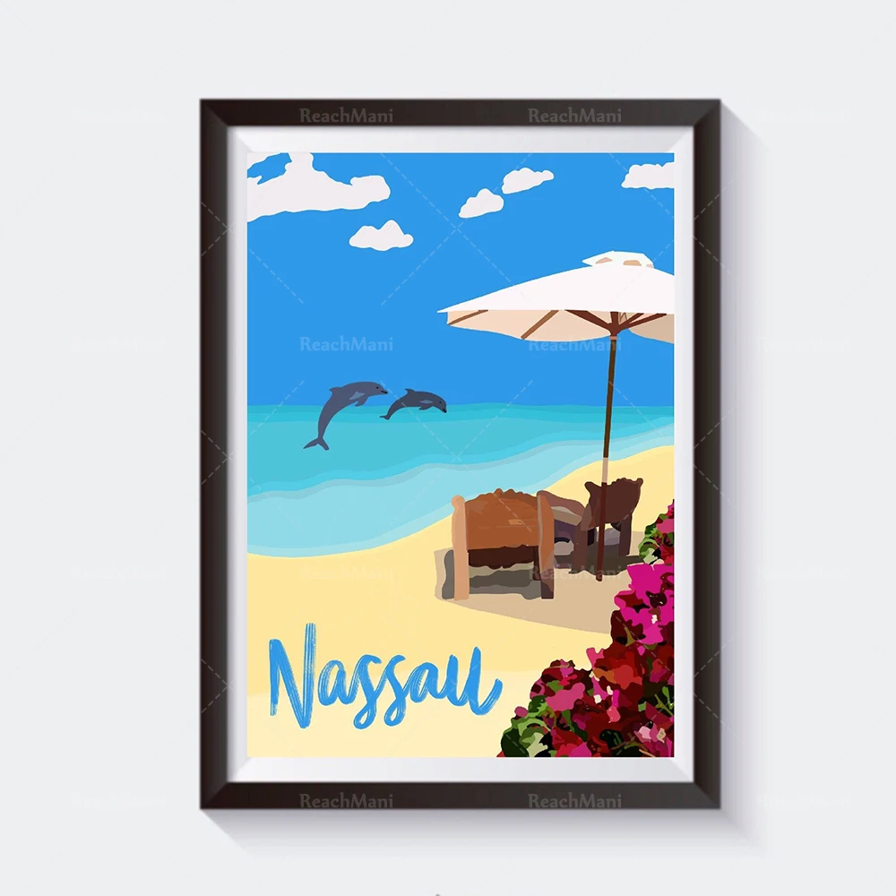 Mallorca, Nassau, Bahamas, Waikato, New Zealand, Wyoming, Philadelphia, Taiwan, Dubai, Iceland Northern Lights travel poster