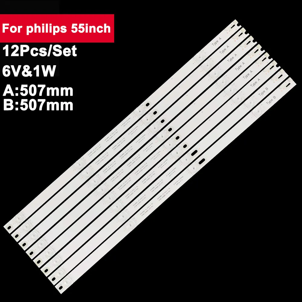 

540mm 8 pcs/set led backlight strip for philips 55inch 4+4 square lens TV repair 4708-K55WDE-A3117N01 55PUF7194 55PUF7194/T3