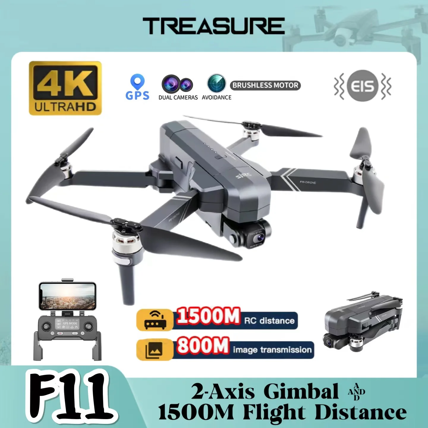 F11 4K Pro Drone Profesional 5G WIFI EIS Camera With 2-axis Anti-Shake Gimbal FPV Brushless Quadcopter 1500M RC Dron