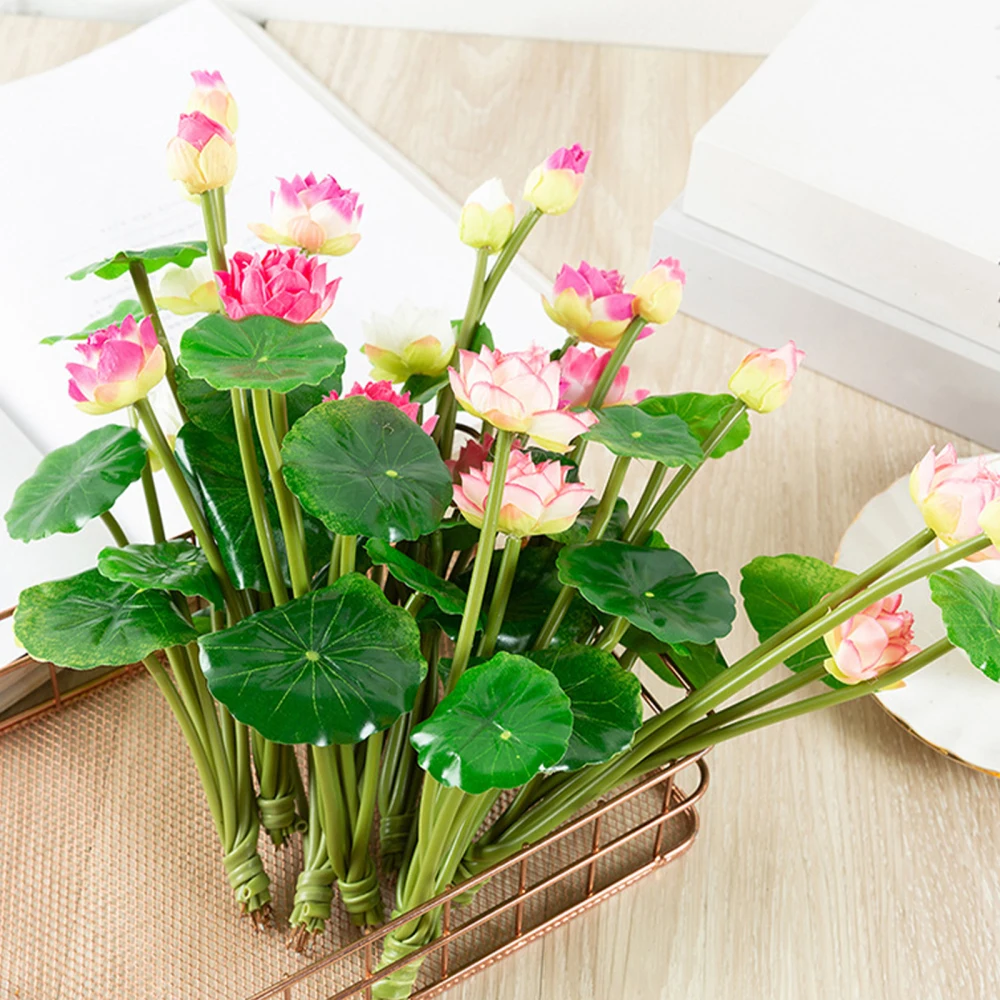 7 Forks Artificial Lotus Branch Silk Simulation Flowers Bouquet Pond Floral Ornaments Home Room Desktop Decoration