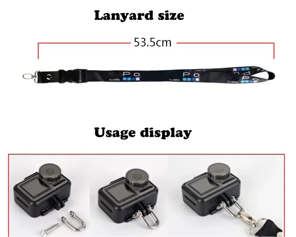 

60cm Detachable Long Anti-lost Neck Strap Lanyard Sling for GoProHero13 12 11 10 9, Insta360 One R/RS/DJI Other Action Cameras