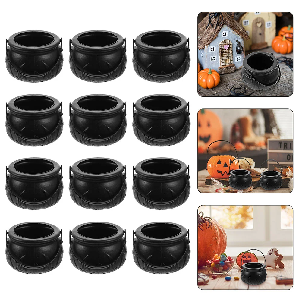 24 Pcs Witches Candy Bowl Halloween Cauldron Small Party Portable Bucket Pumpkin Kettle Gifts