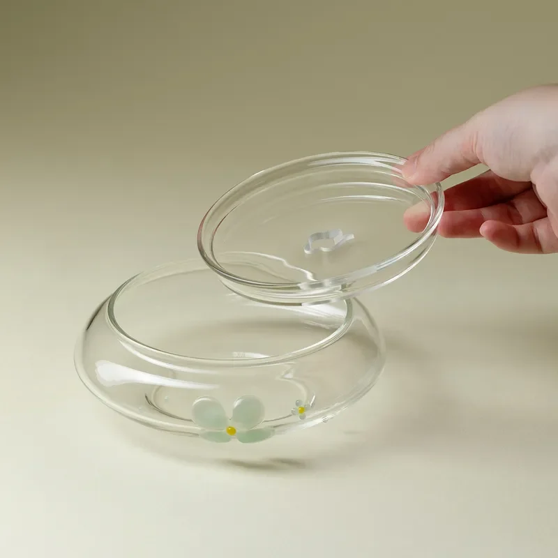 High Borosilicate Glass Tea Tray Heat Resistant Dry Brewing Plate Handmade Water Storage Pot for Kung Fu Tea Table Set