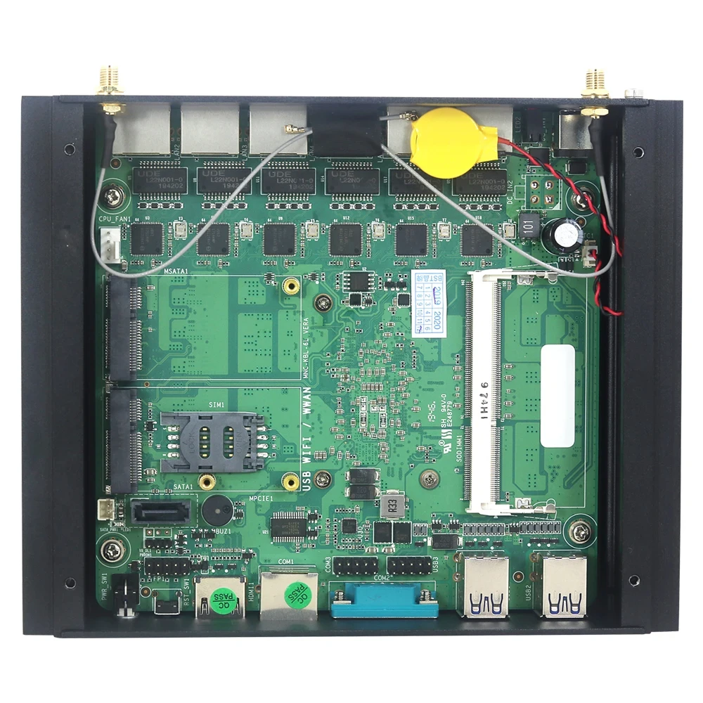 6 Ethernet Industriale Mini PC Intel CPU i5-8350U DDR4 RS232 HDMI 4xUSB Supporto Windows10/11 LINUX Pfsense WiFi Bluetooth 4G LTE