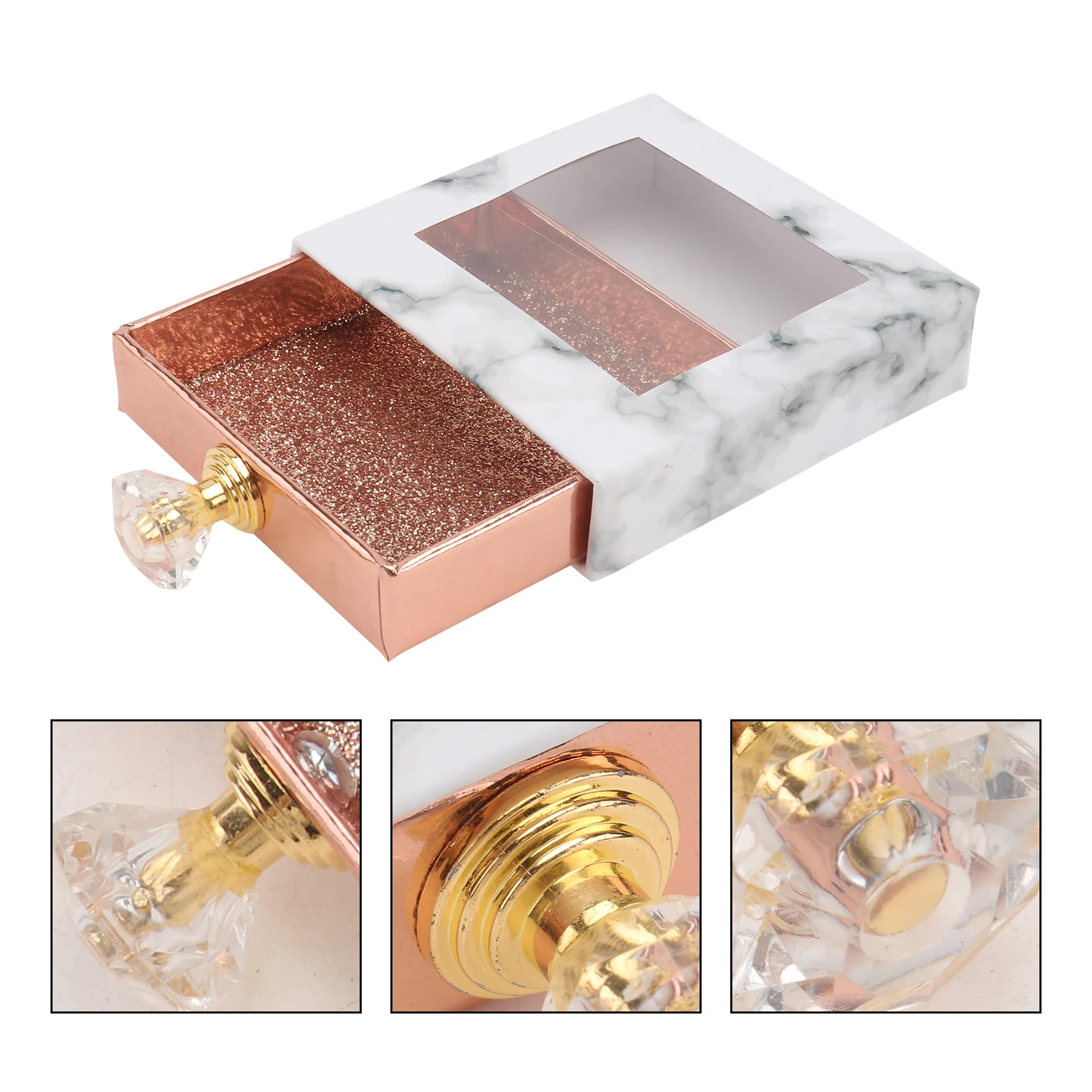 

1pc Glitter Lash Box Square Eyelash Case Empty False Packaging Portable Organizer Travel Party Clear Window for Women Girls