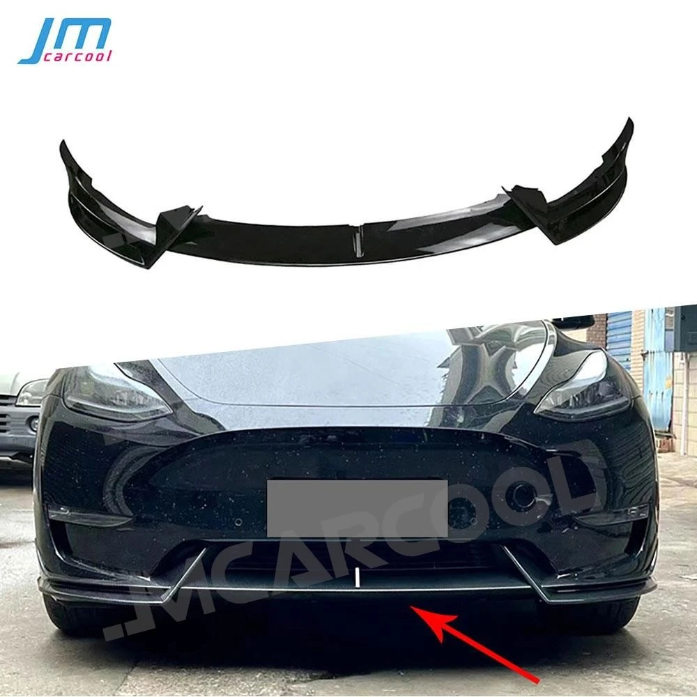 

For Tesla Model Y 2018+ Car Front Lip Spoiler Splitter Car Bumper Lip Chin Anti-crash Cover ABS Carbon Look Car Accessories