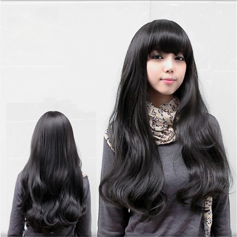 

long curly hair big waves bangs high-temperature silk chemical fiber headgear wig