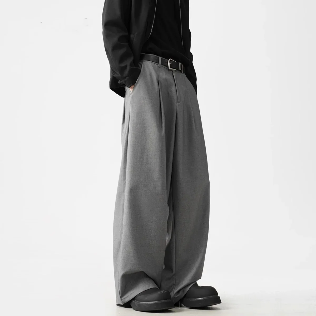 Spring Autumn New Men's Fashion Wide Leg Suit Pants Trendy Loose Straight Leg High Drape Premium Texture Comfort Casual Trousers