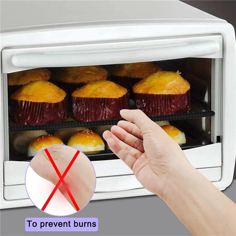 AT29-8 Pcs Black Oven Shelf Silicone Rack Guard + 4 Pcs Non Stick Oven Liners Mat For Keeping Oven Clean And Protecting