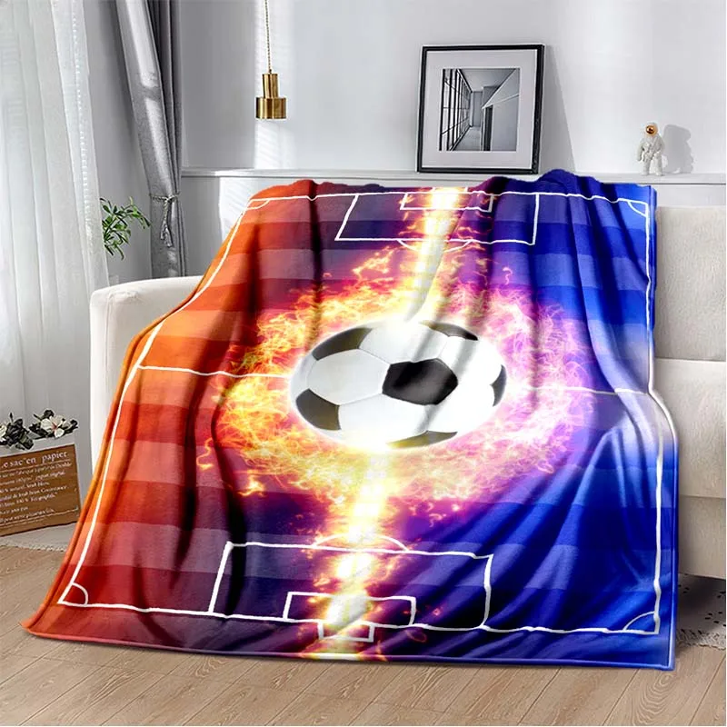 

3D sports football field pattern printed blanket flannel sofa bed warm portable oversized soft blanket travel picnic office gift