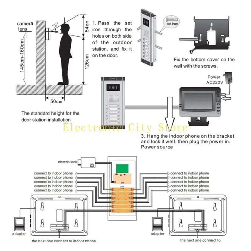 Expandable Modern Home Security System 7Inch LCD Video Intercom With Two Way Radio For Residential Commercial Buildings HU8D