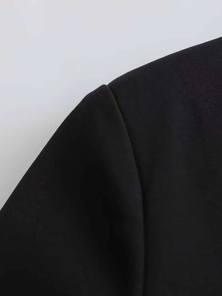 سترة قصيرة عصرية جديدة للخريف والشتاء على الطراز الأوروبي والأمريكي متعددة الاستخدامات بأكمام طويلة وزر ذهبي #5