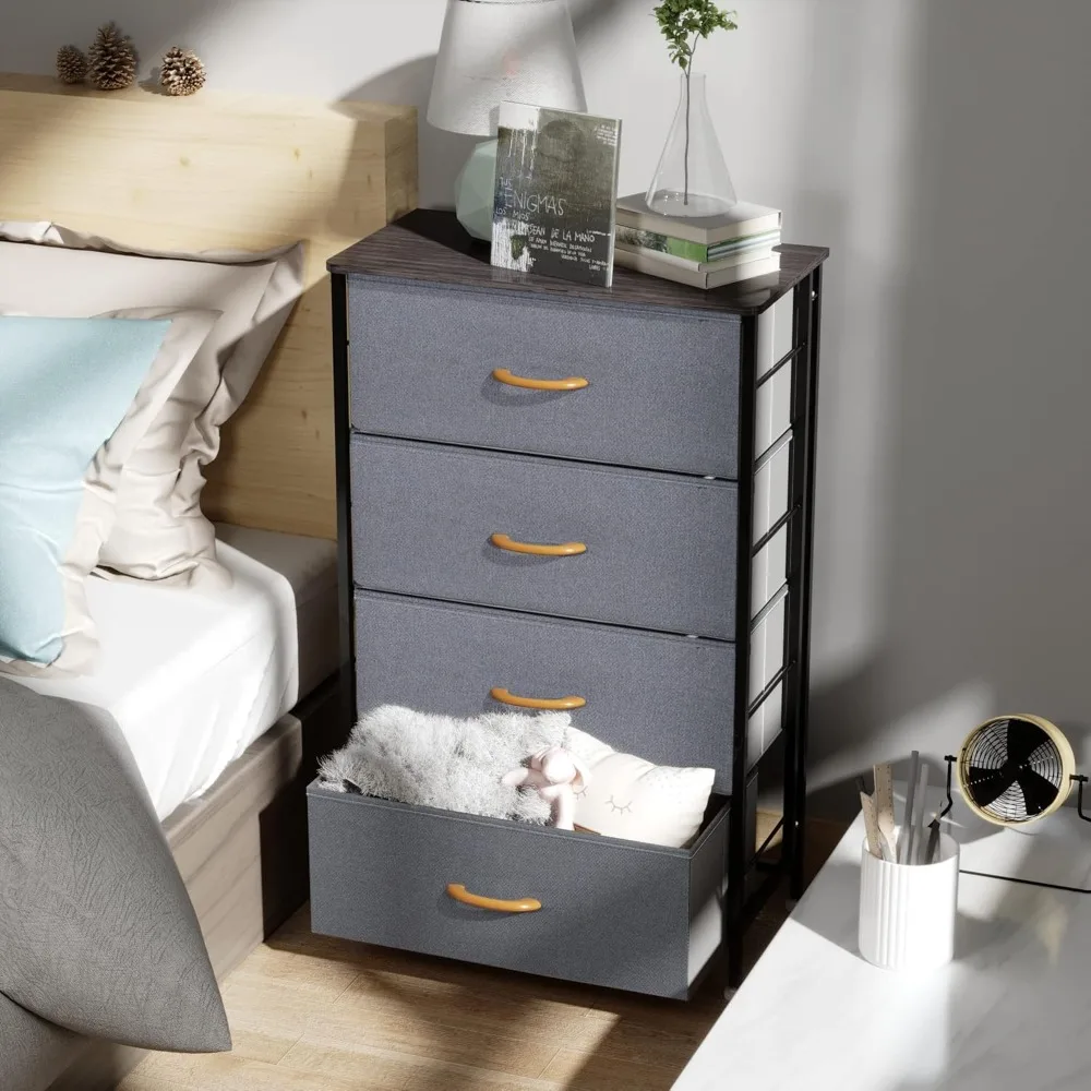 

Dresser Storage Tower, 4 Fabric Organizer Drawers, Wide Chest of Drawers for Closet Boys & Girls Bedroom, Bedside Furniture