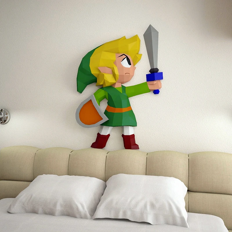 Anime Zelda Legend Figure Skyward Link Paper Model Kids Room Home Decor Wall Decoration Papercraft 3D DIY Puzzles Handmade Toys