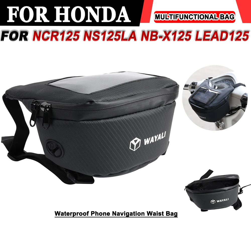 

For Honda NCR125 NS125LA NB-X125 LEAD125 Motorcycle Leather Handlebar Water Proof Storage Bag Phone Navigation Pocket Waist Bag